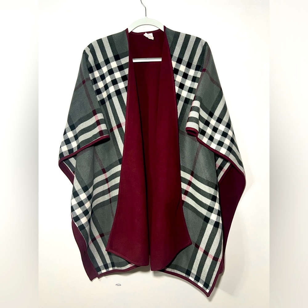 Woolrich Reversible Cozy Blanket Wrap Poncho Plaid Oversized Women One Size